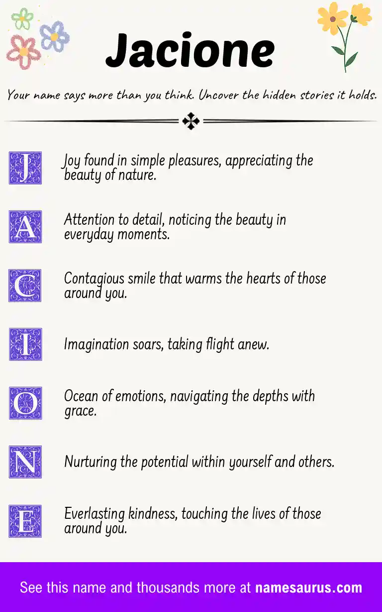 Acrostic poem about Jacione.