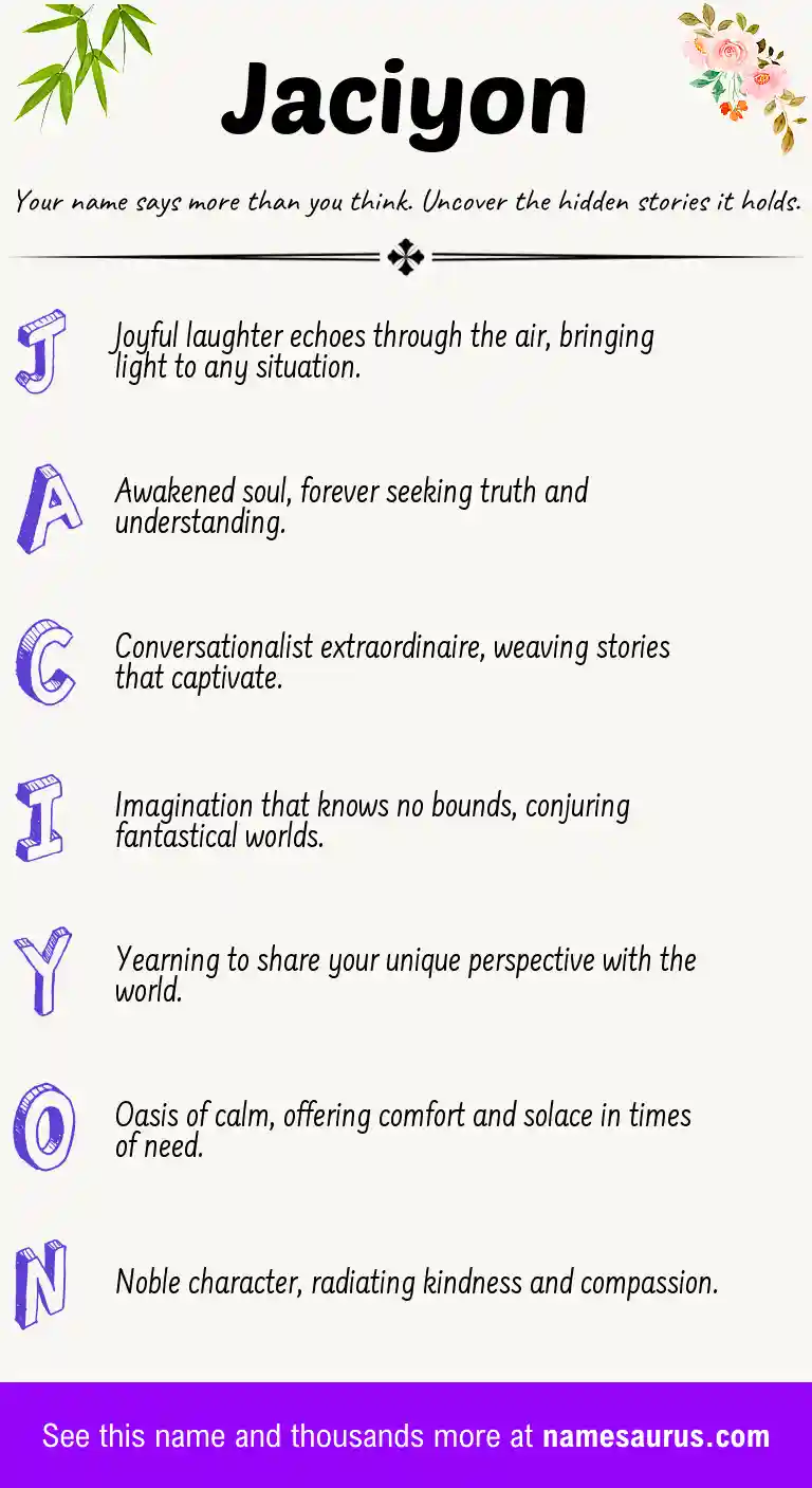Acrostic poem about Jaciyon.