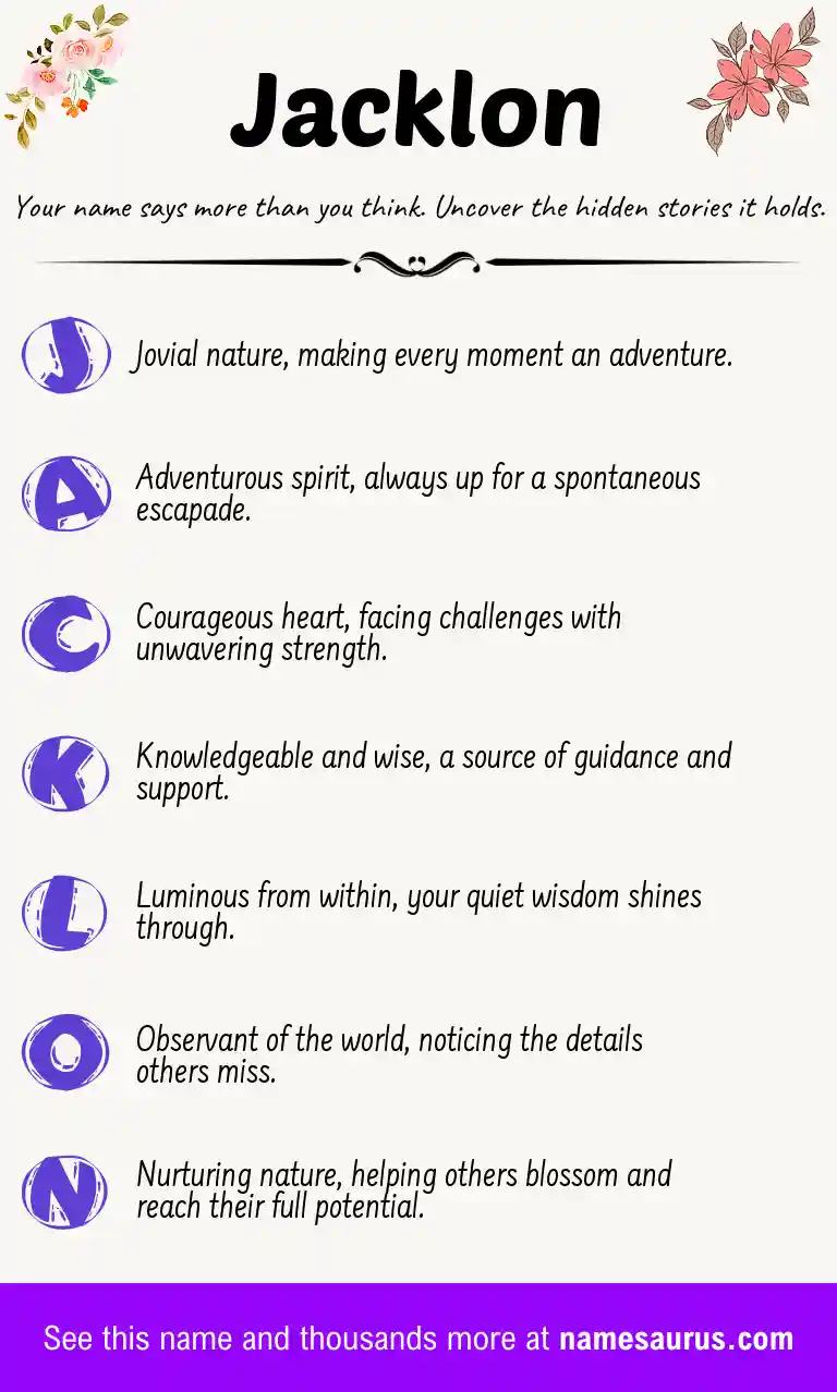 Acrostic poem about Jacklon.
