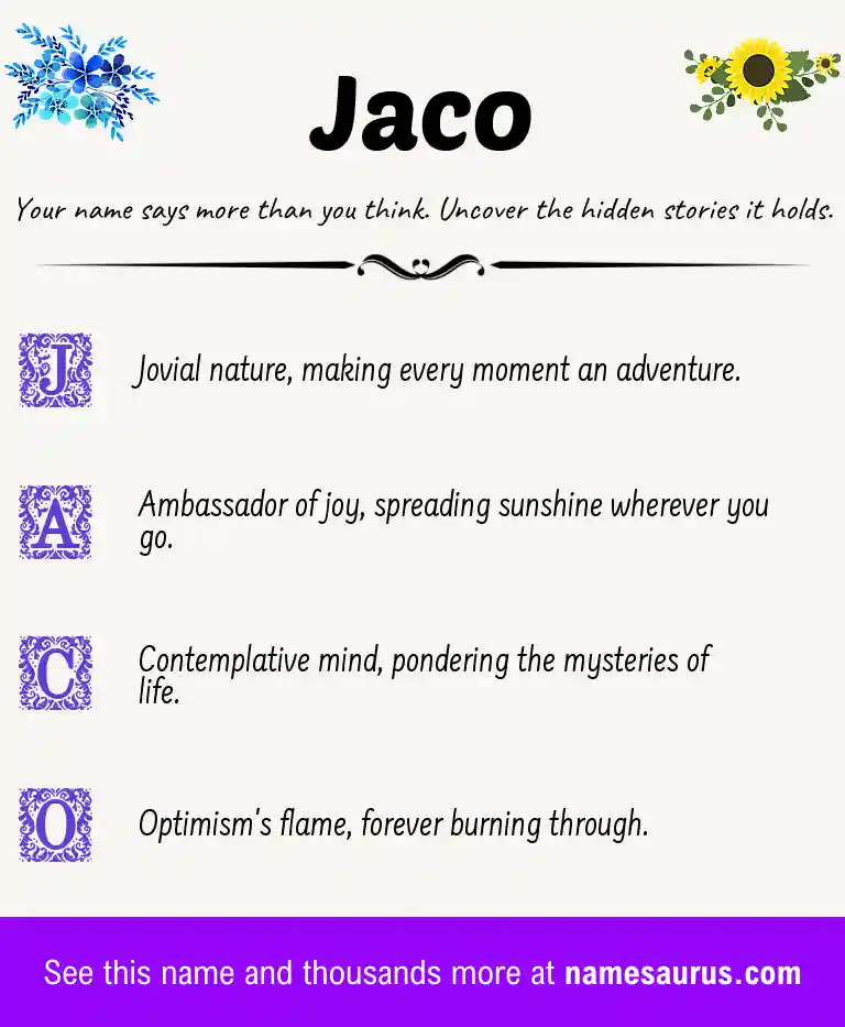 Acrostic poem about Jaco.