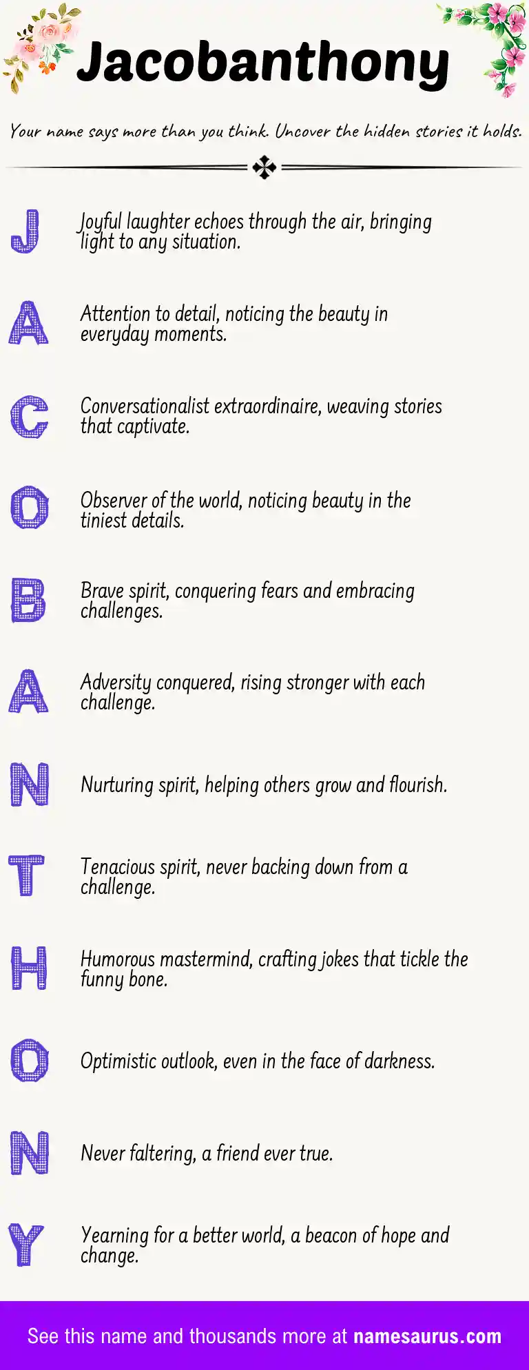 Acrostic poem about Jacobanthony.