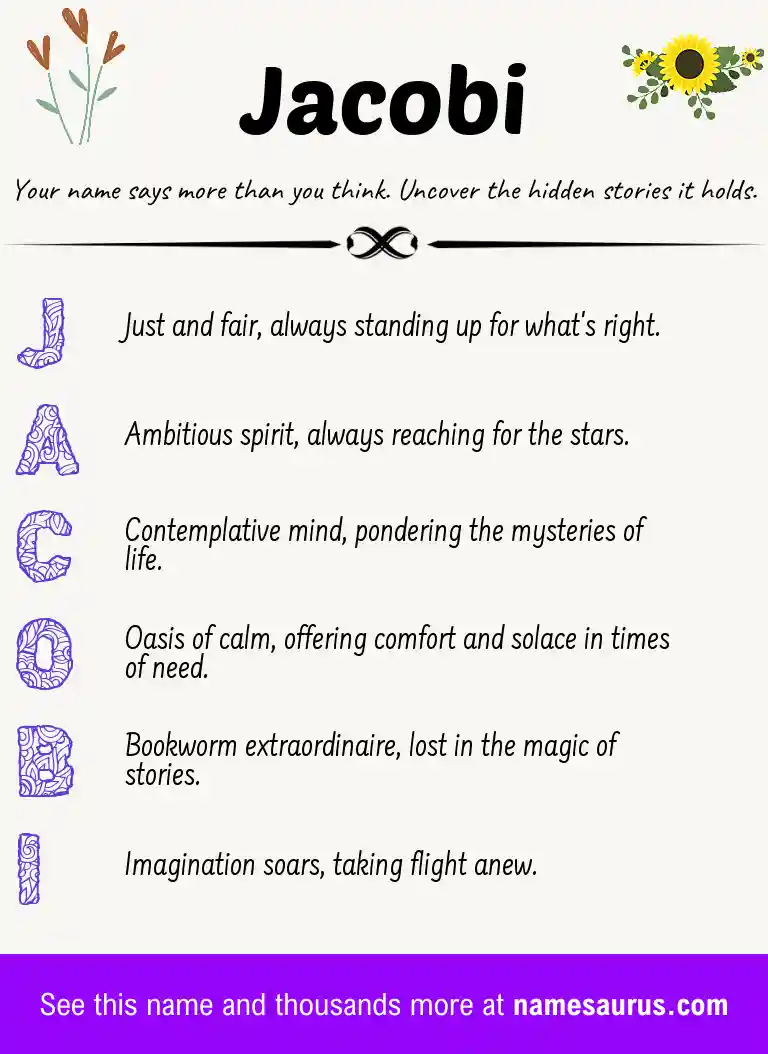 Acrostic poem about Jacobi.