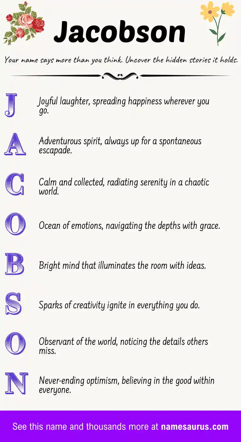 Acrostic poem about Jacobson.