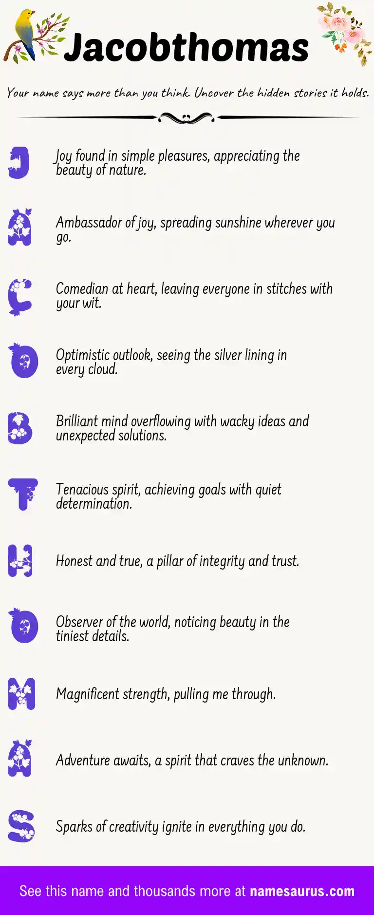 Acrostic poem about Jacobthomas.