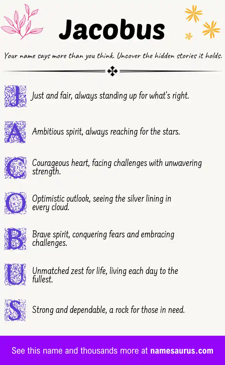 Acrostic poem about Jacobus.