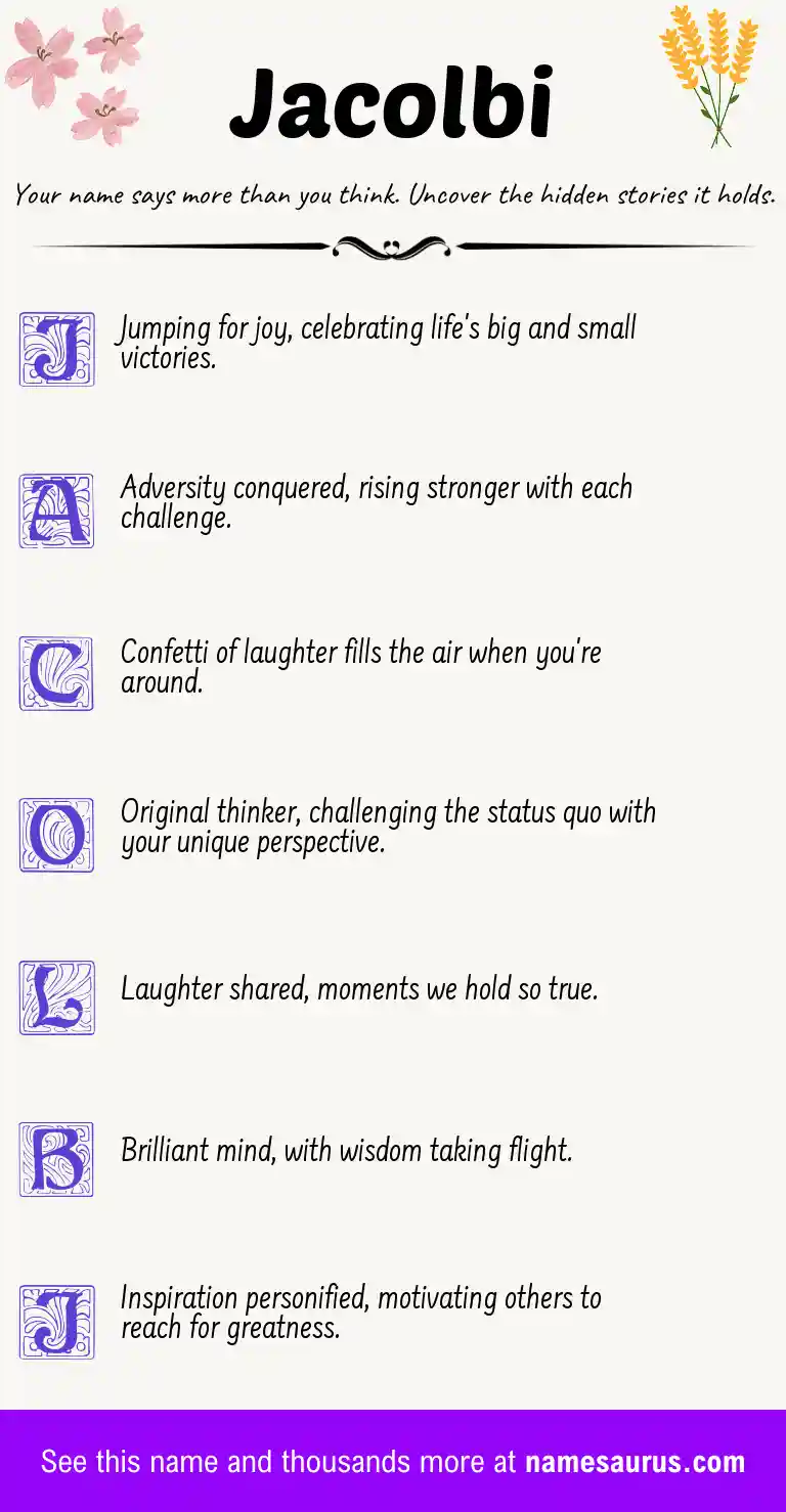 Acrostic poem about Jacolbi.