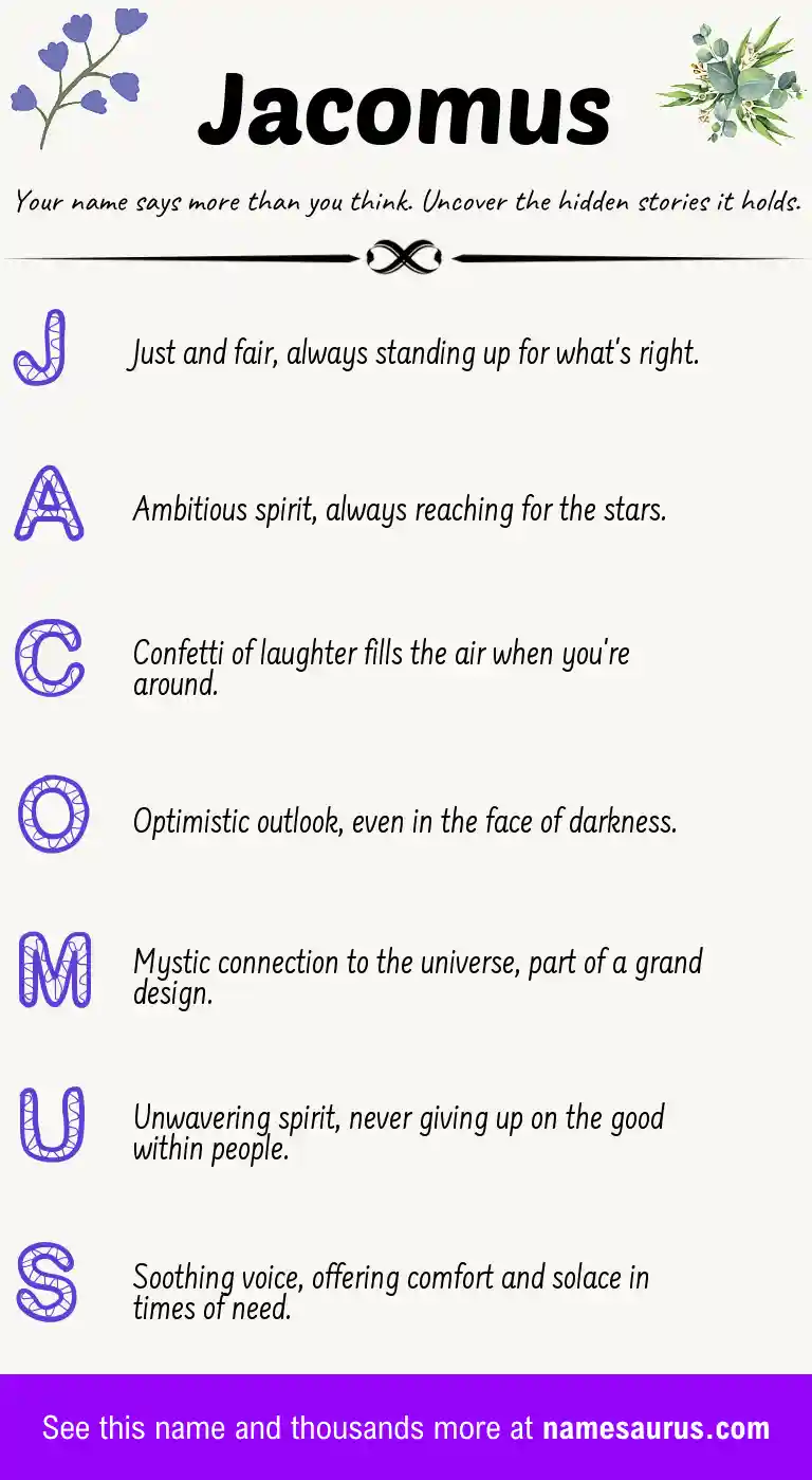 Acrostic poem about Jacomus.