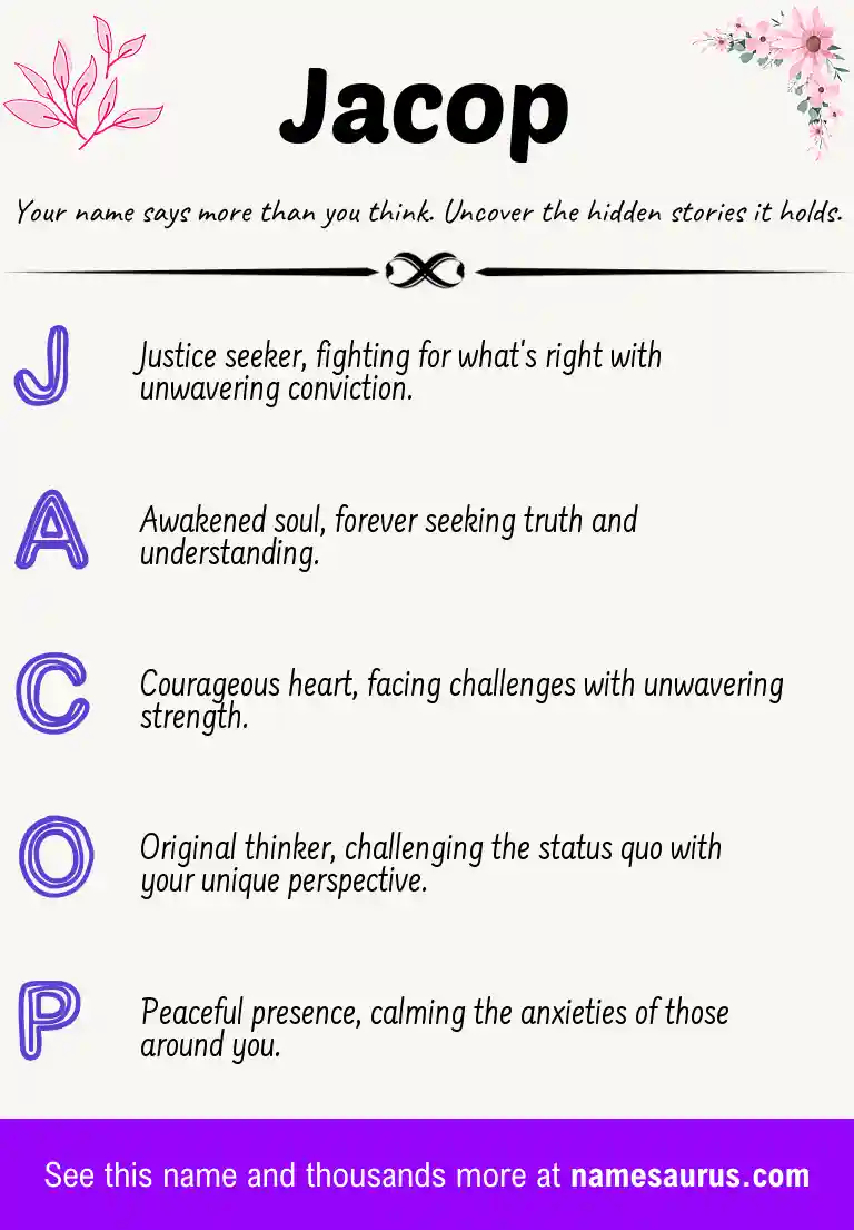 Acrostic poem about Jacop.