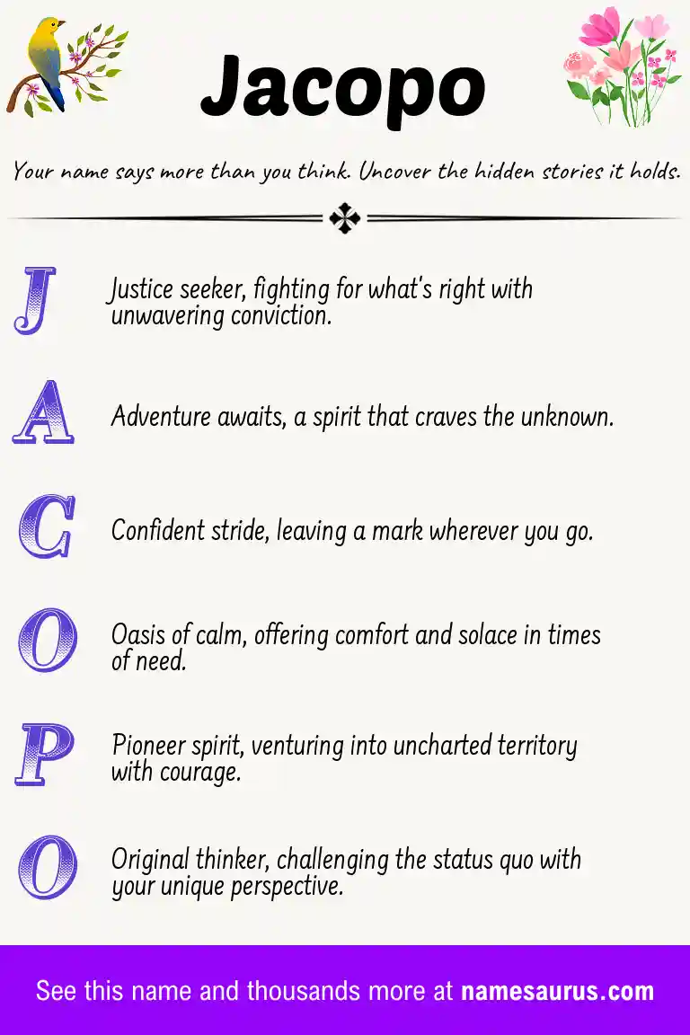 Acrostic poem about Jacopo.
