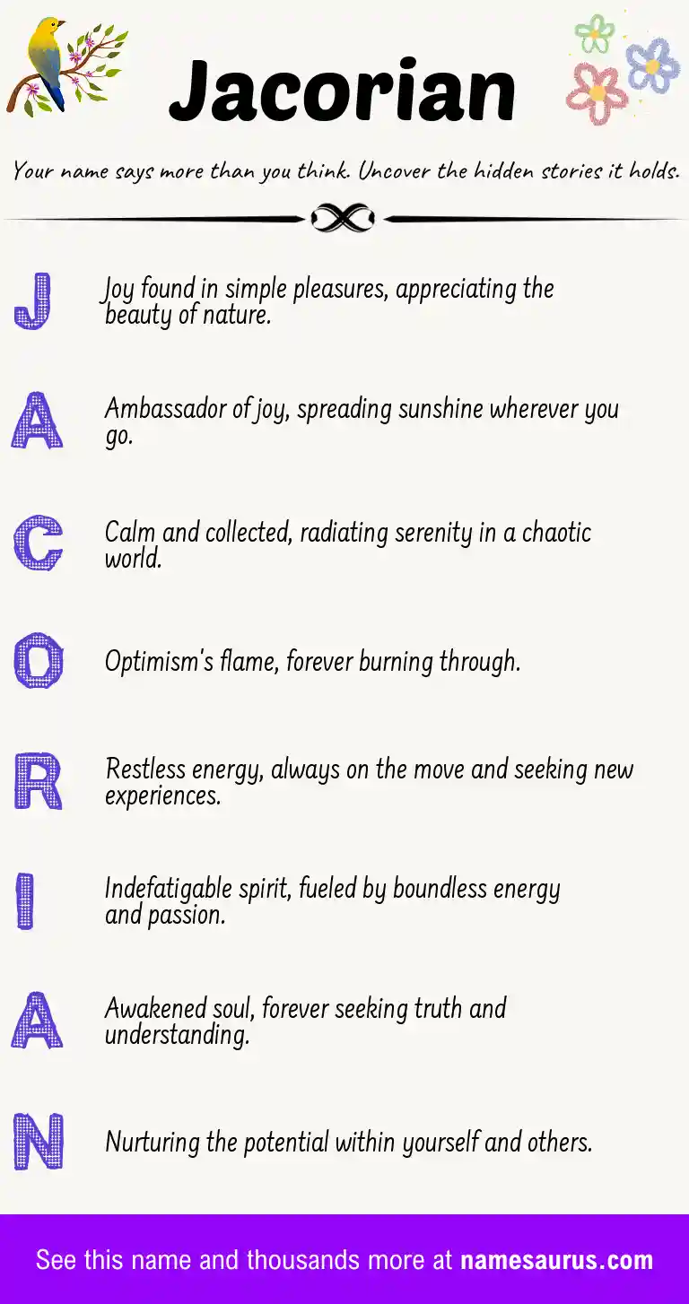 Acrostic poem about Jacorian.