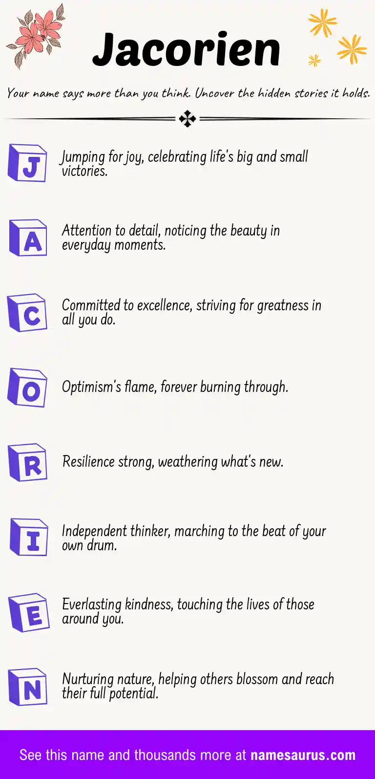 Acrostic poem about Jacorien.
