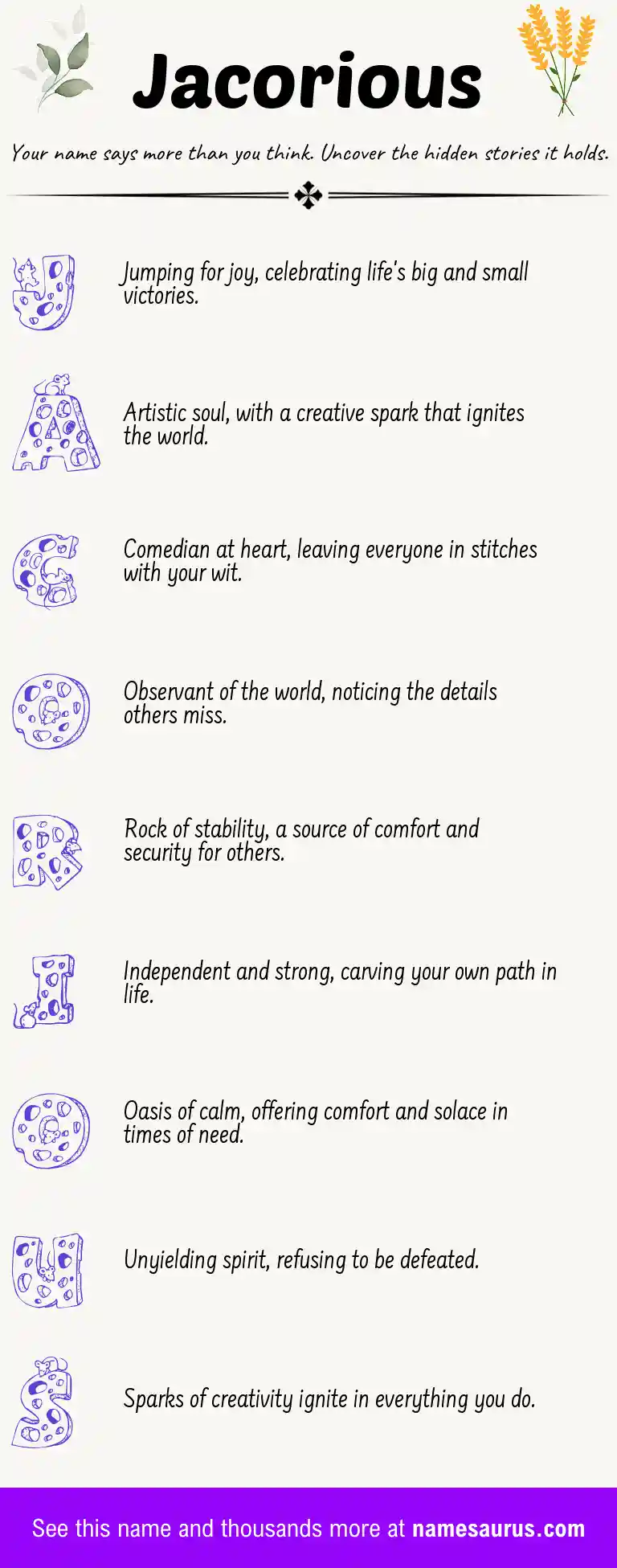 Acrostic poem about Jacorious.