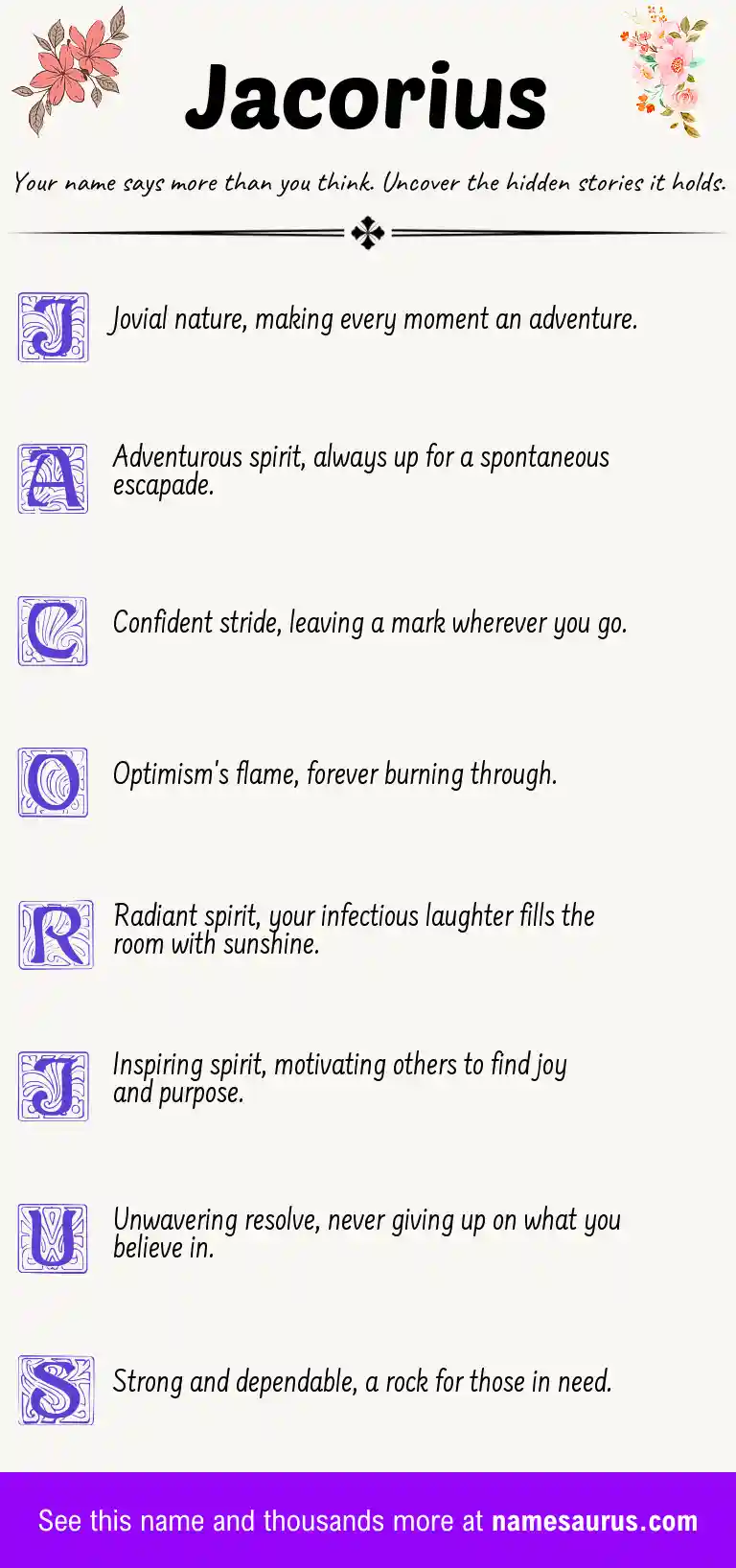 Acrostic poem about Jacorius.