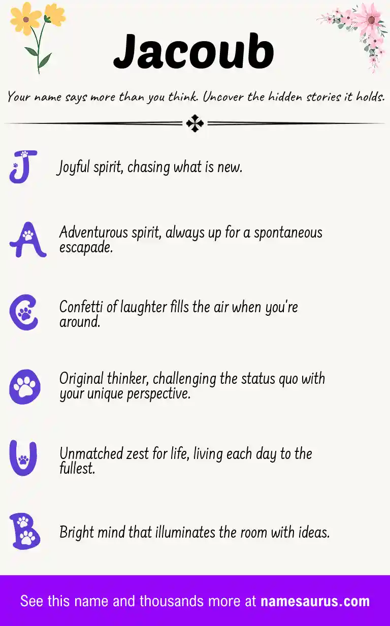 Acrostic poem about Jacoub.