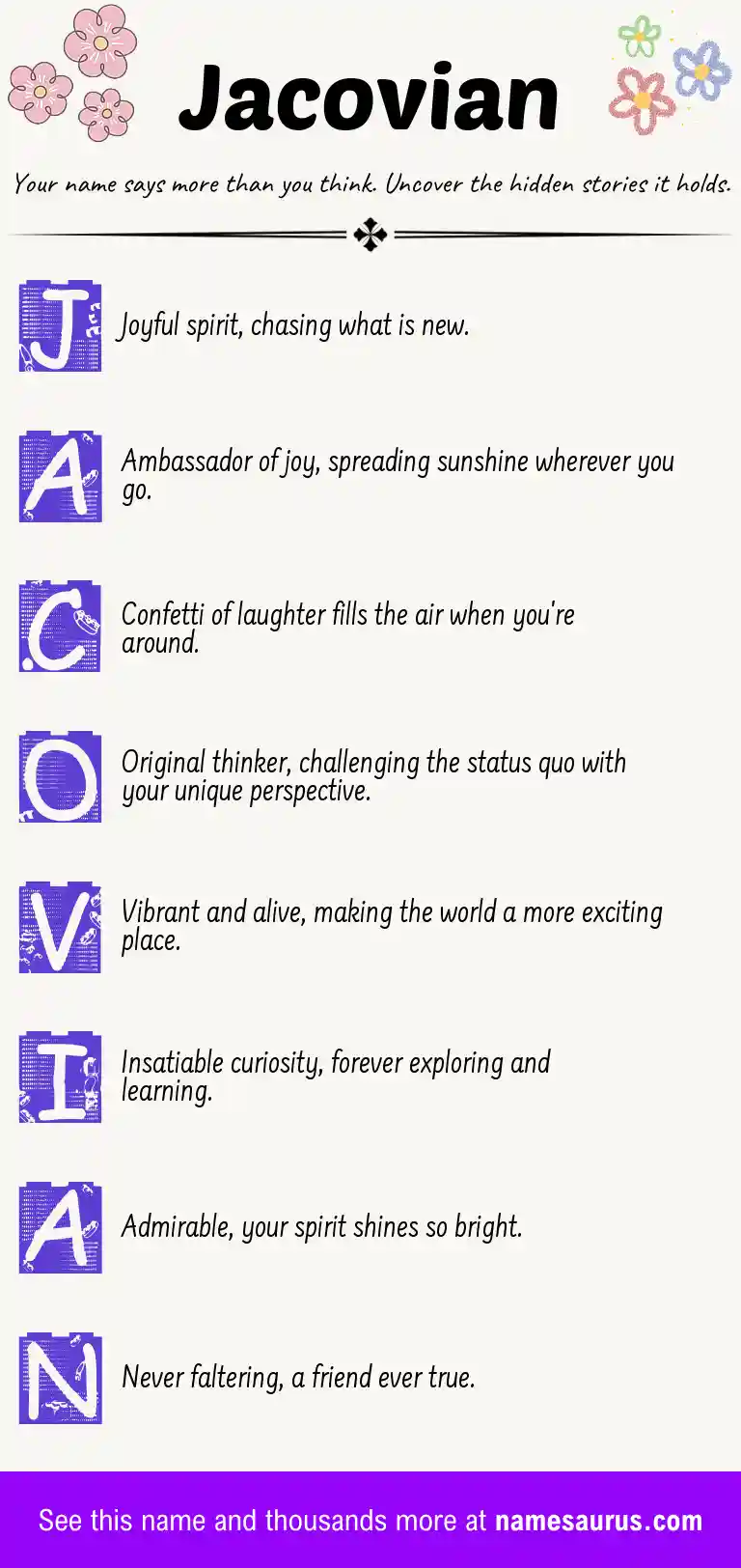 Acrostic poem about Jacovian.