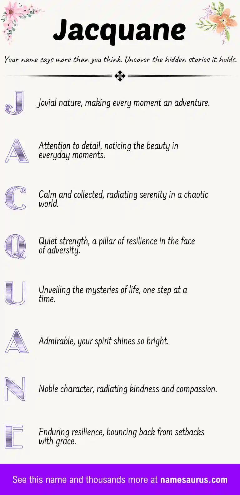 Acrostic poem about Jacquane.