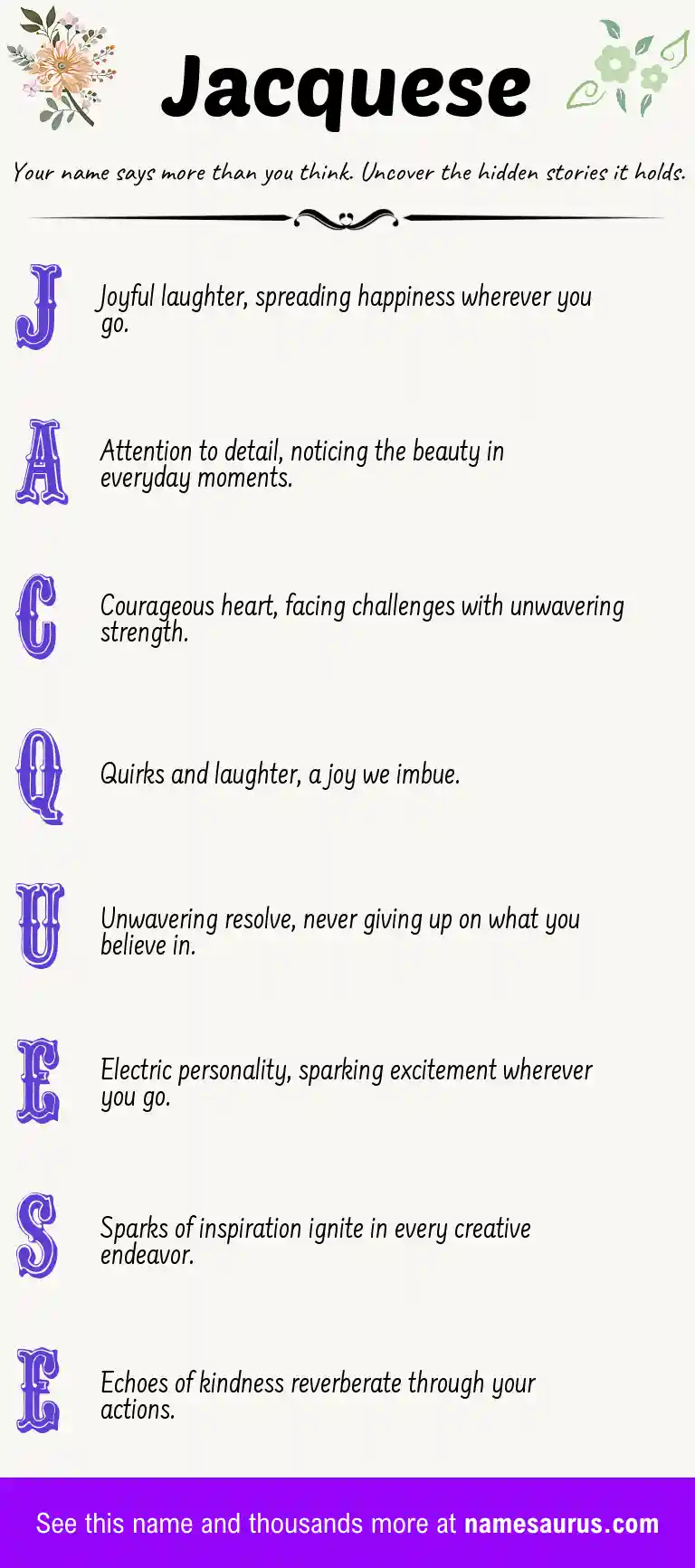 Acrostic poem about Jacquese.