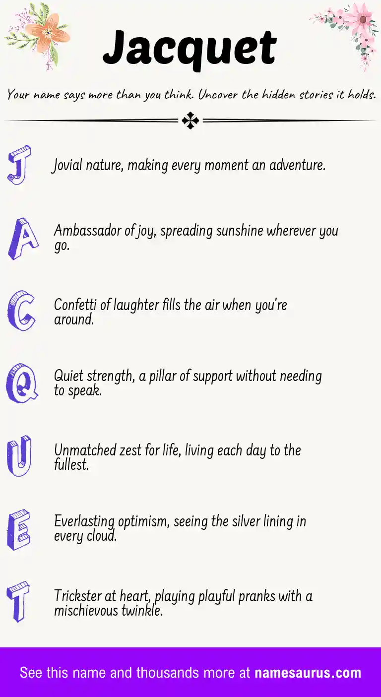 Acrostic poem about Jacquet.