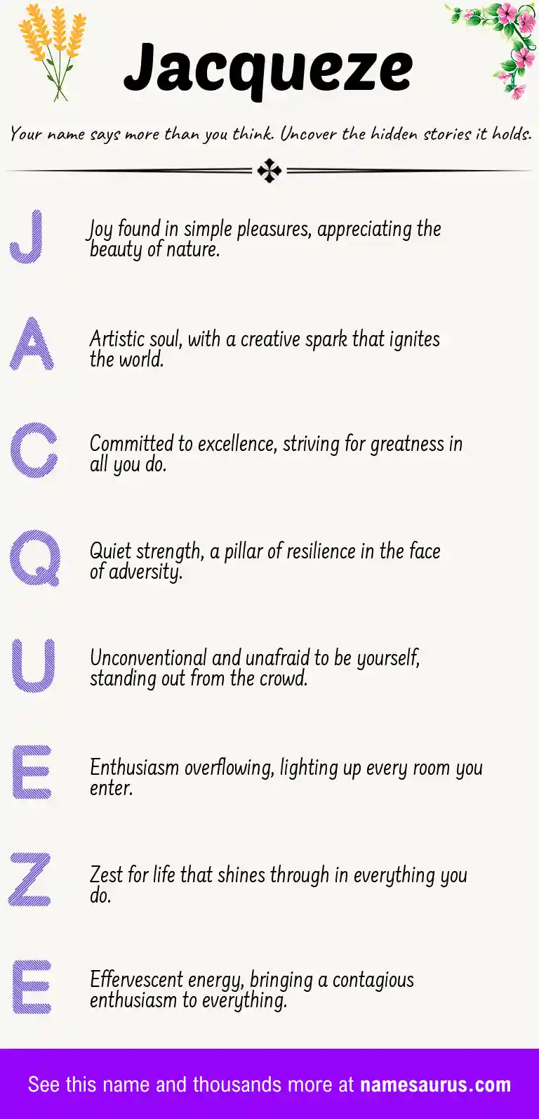 Acrostic poem about Jacqueze.