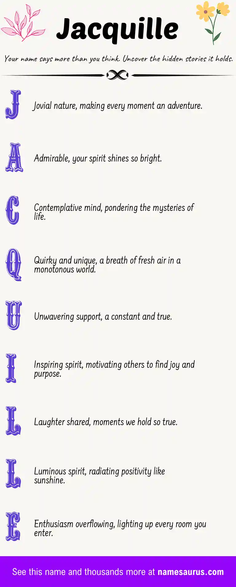 Acrostic poem about Jacquille.