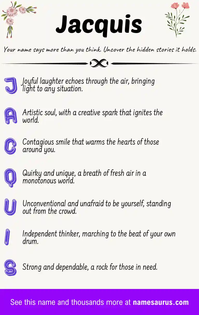 Acrostic poem about Jacquis.