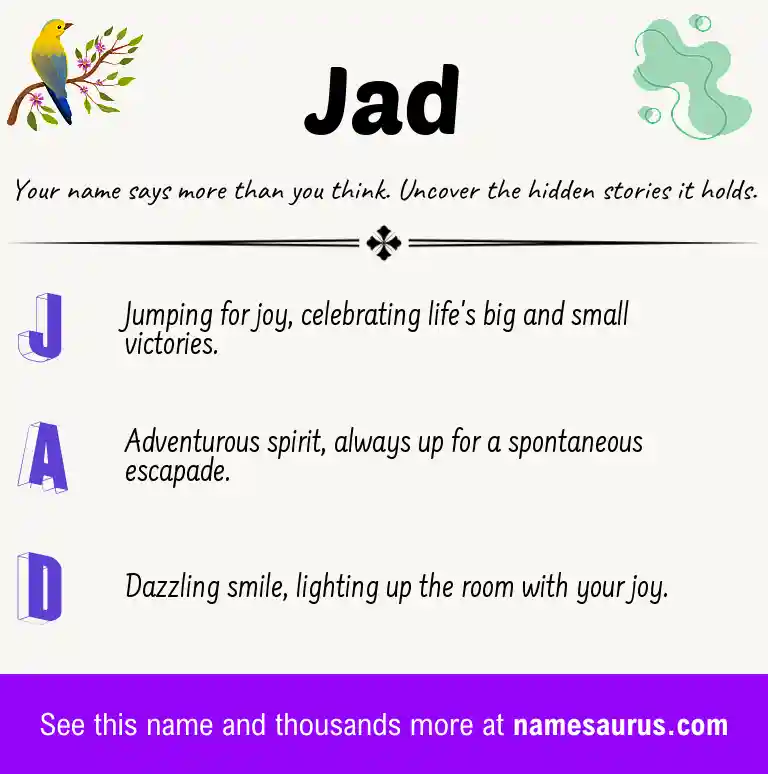 Acrostic poem about Jad.