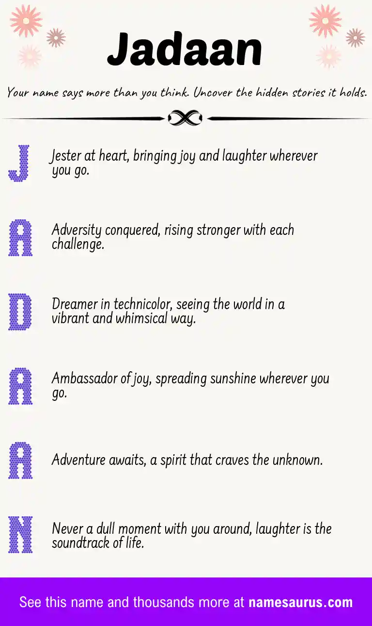 Acrostic poem about Jadaan.