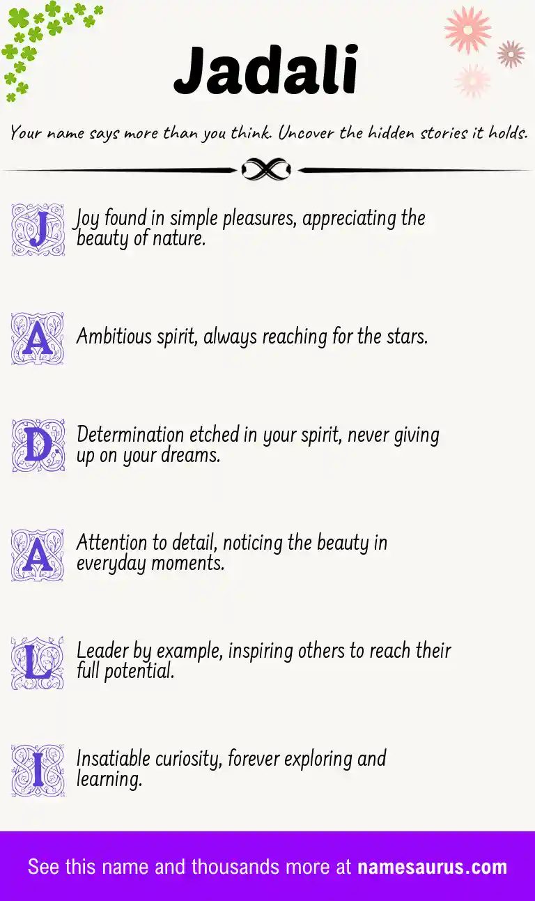 Acrostic poem about Jadali.