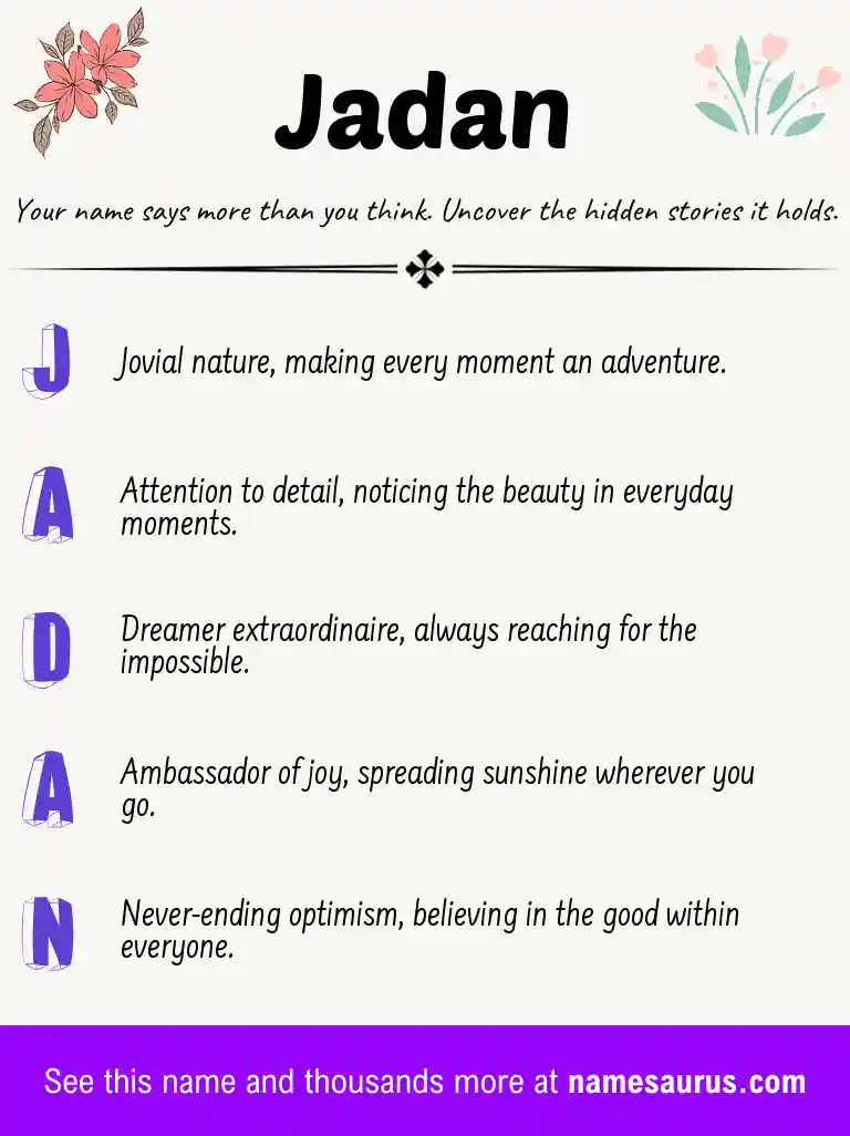 Acrostic poem about Jadan.