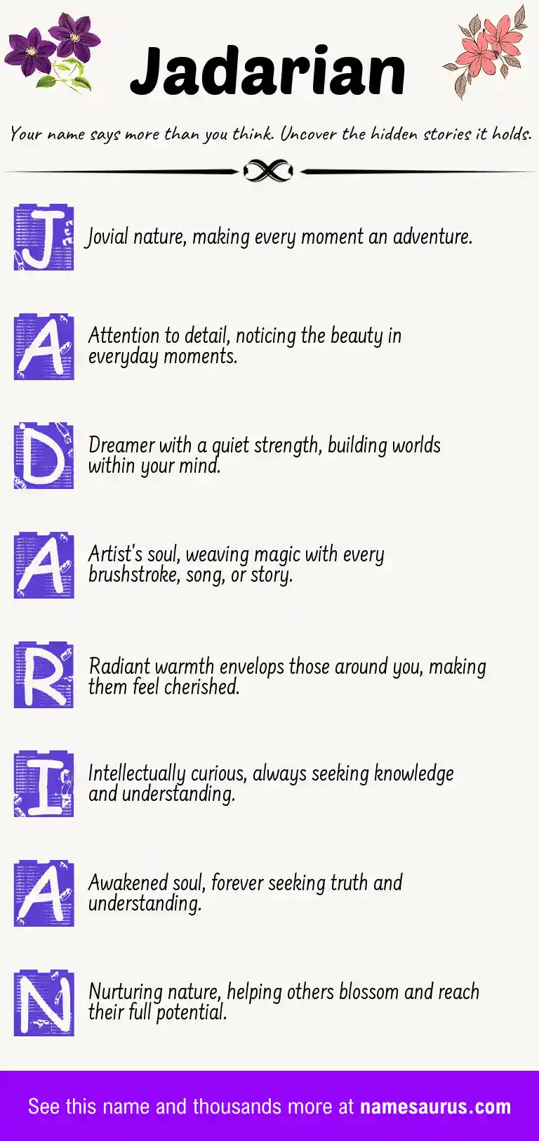 Acrostic poem about Jadarian.