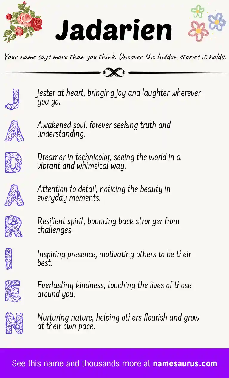 Acrostic poem about Jadarien.