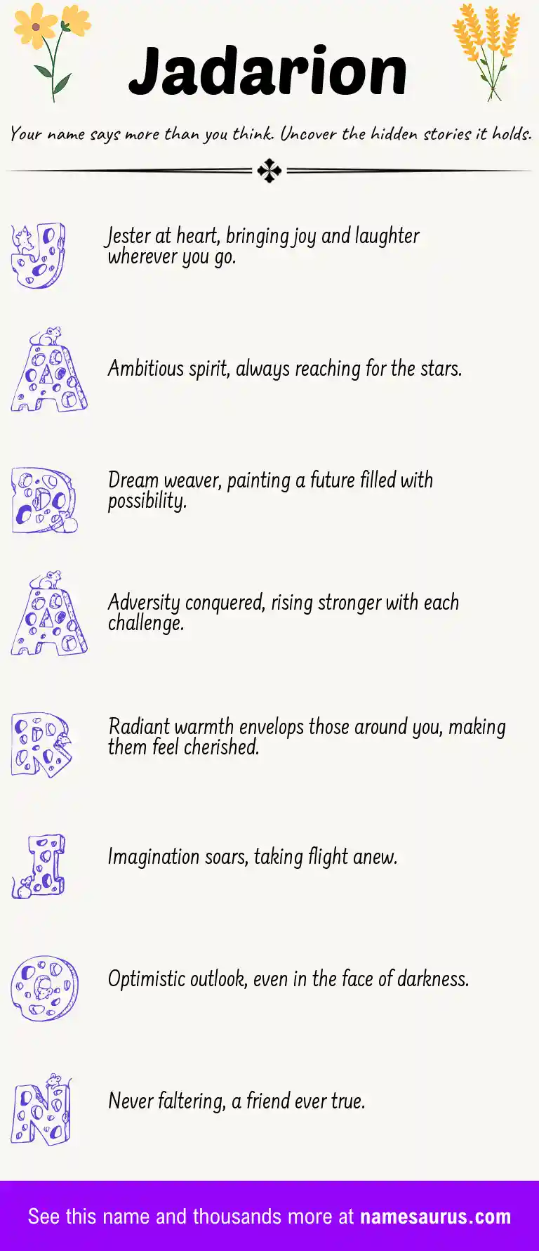 Acrostic poem about Jadarion.