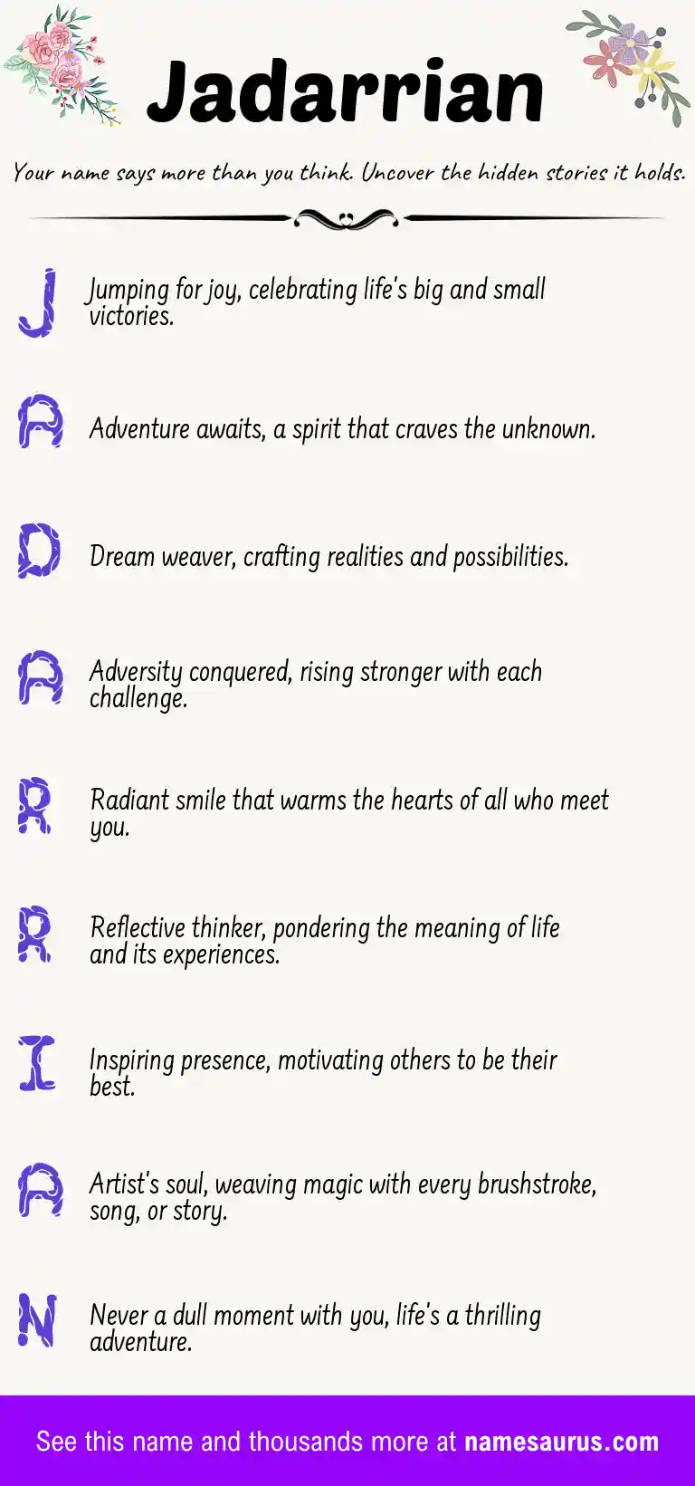 Acrostic poem about Jadarrian.