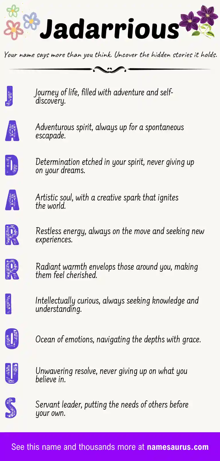 Acrostic poem about Jadarrious.