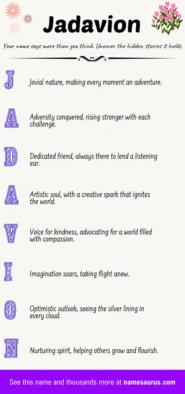 Acrostic poem about Jadavion.
