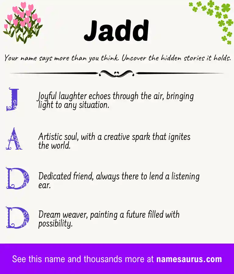 Acrostic poem about Jadd.