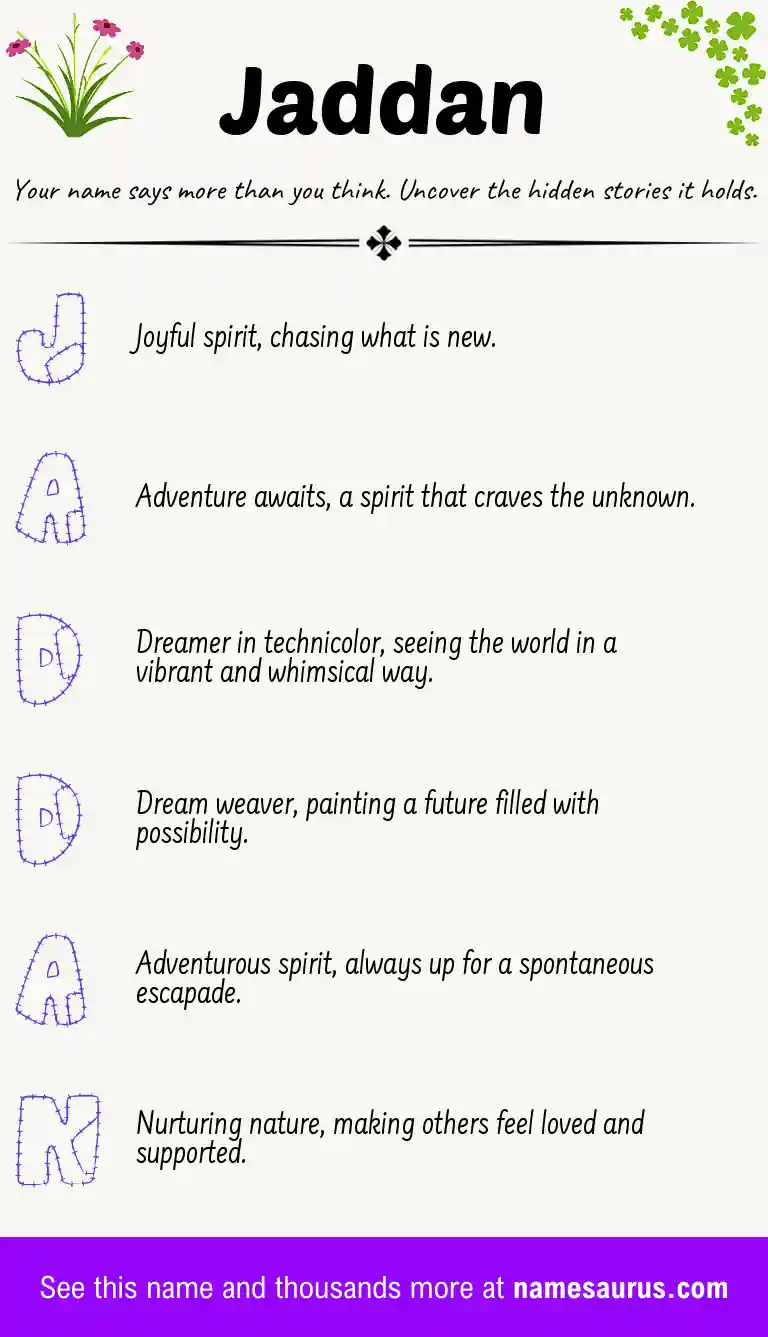 Acrostic poem about Jaddan.