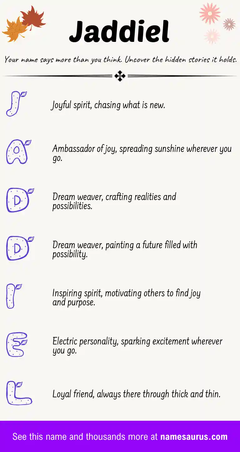 Acrostic poem about Jaddiel.