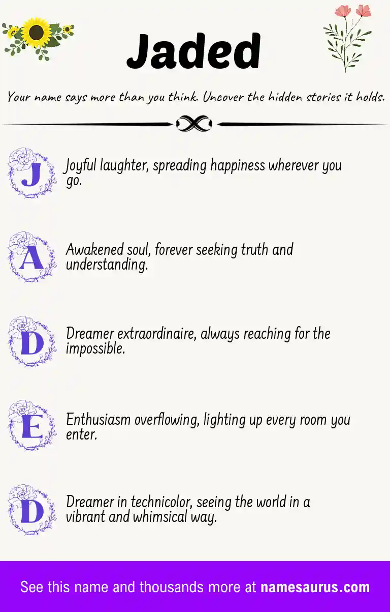 Acrostic poem about Jaded.