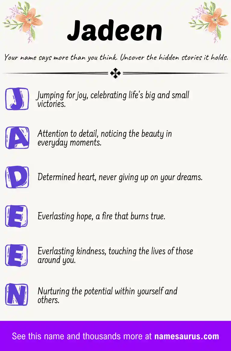 Acrostic poem about Jadeen.