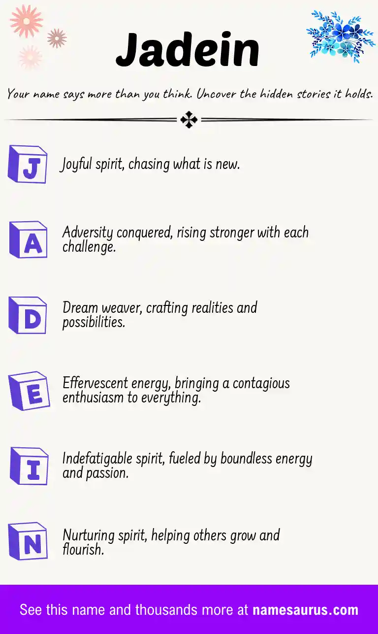 Acrostic poem about Jadein.