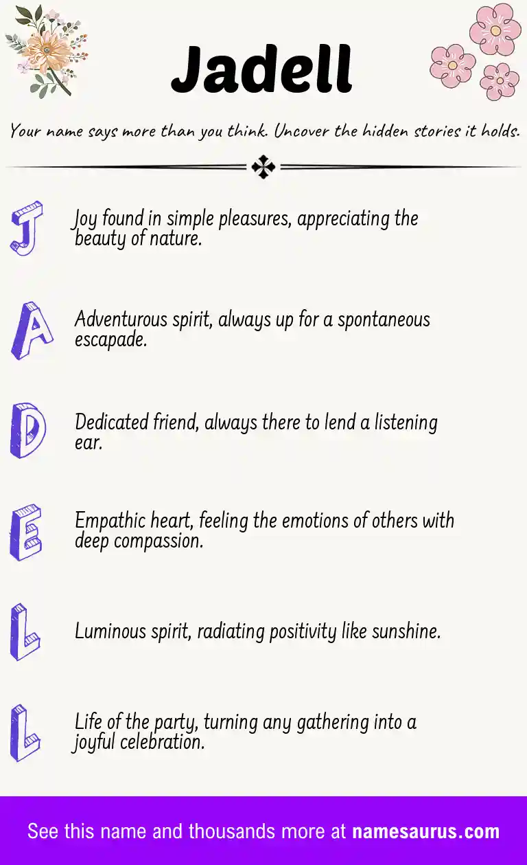 Acrostic poem about Jadell.