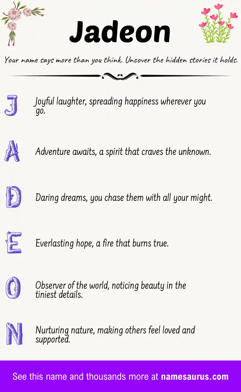 Acrostic poem about Jadeon.