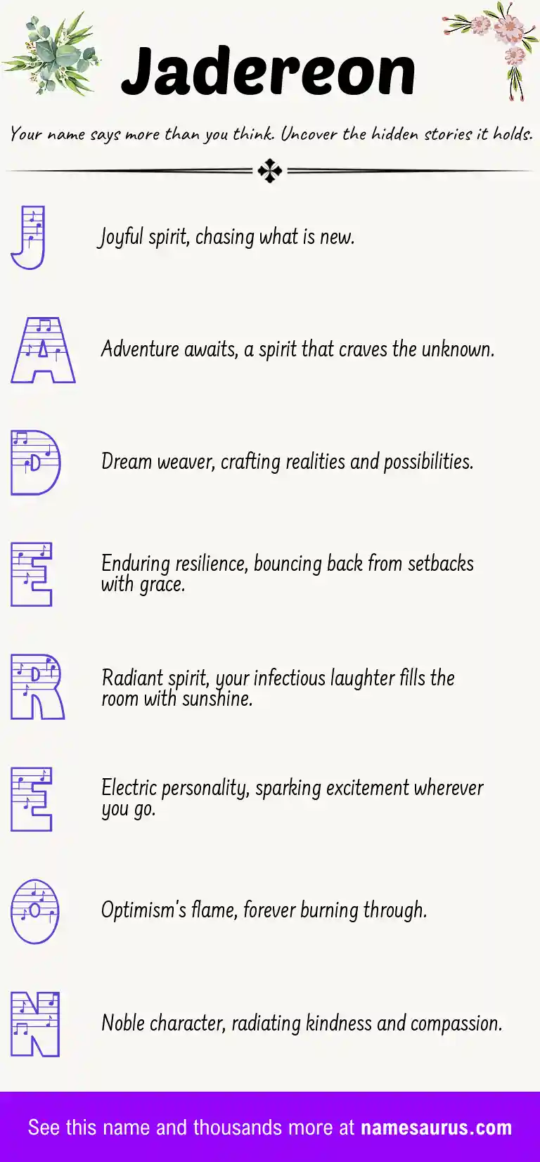 Acrostic poem about Jadereon.