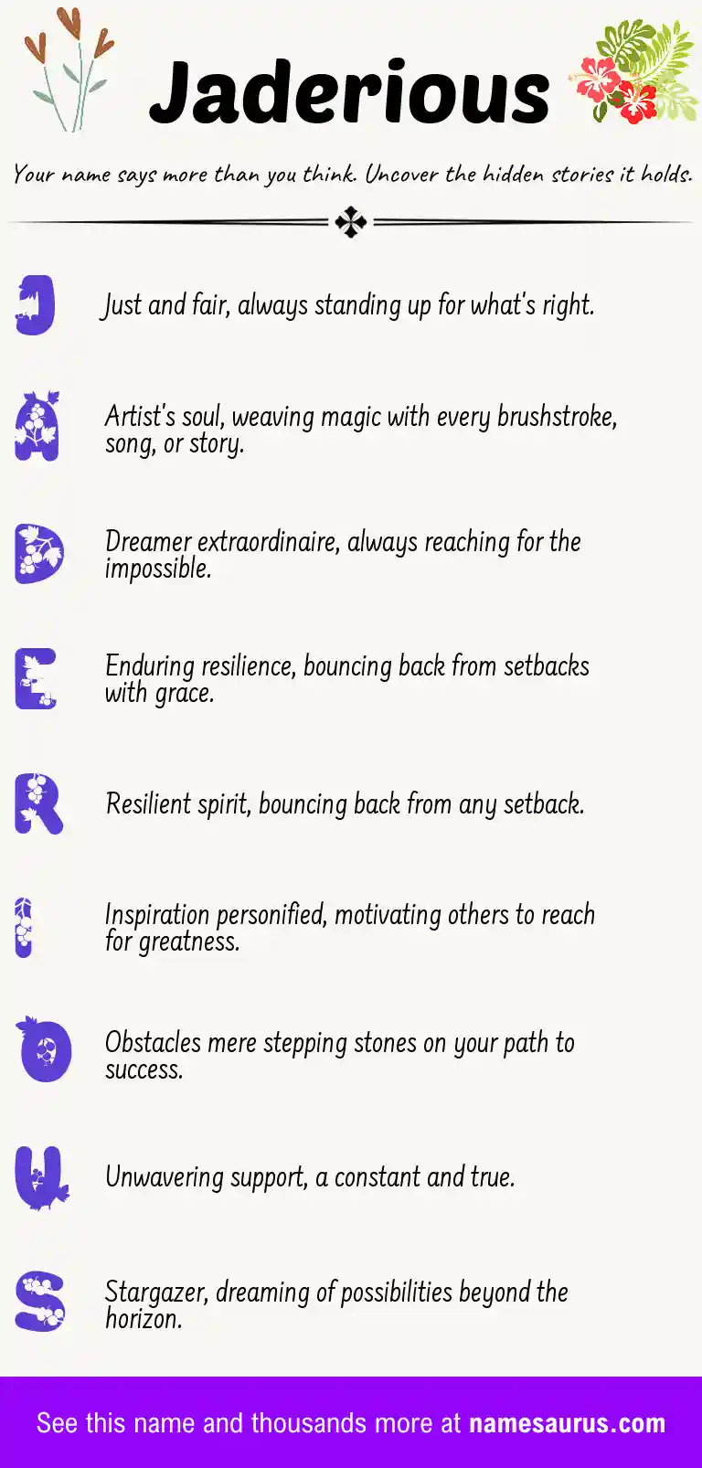Acrostic poem about Jaderious.