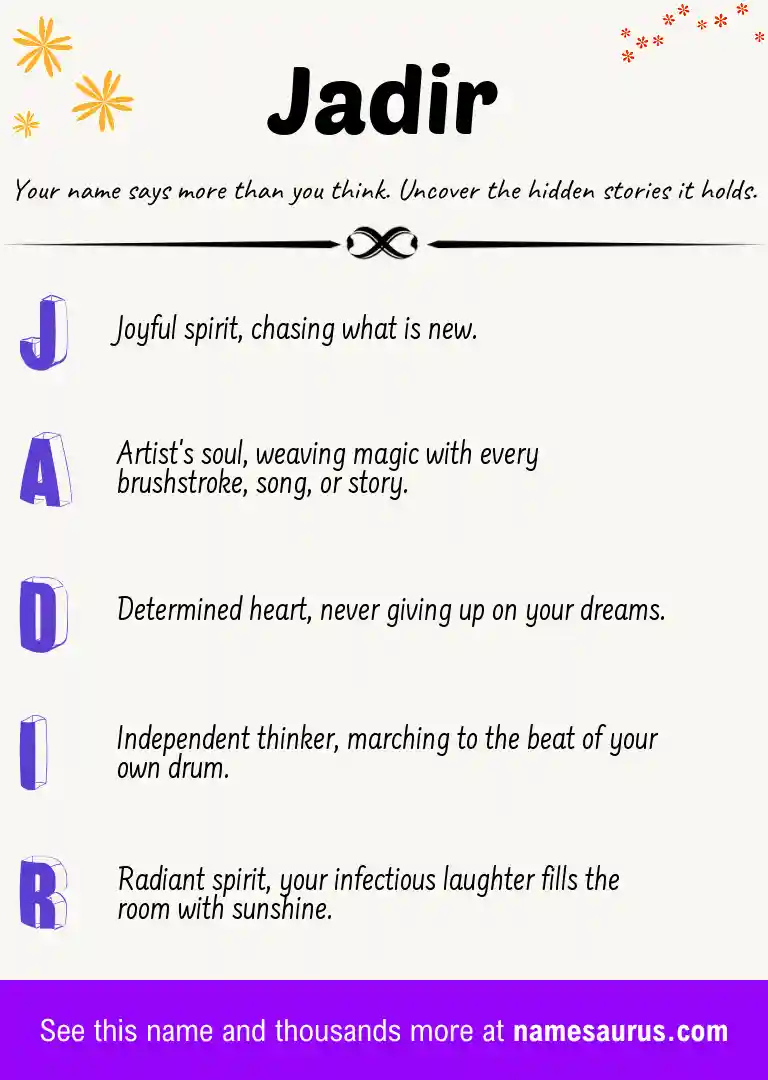 Acrostic poem about Jadir.