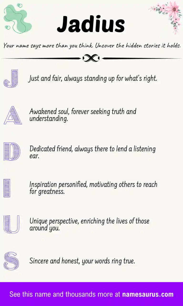 Acrostic poem about Jadius.