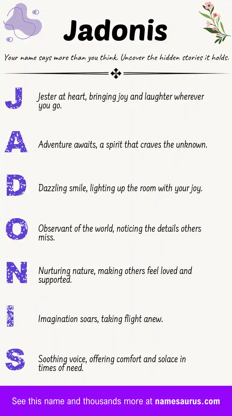 Acrostic poem about Jadonis.