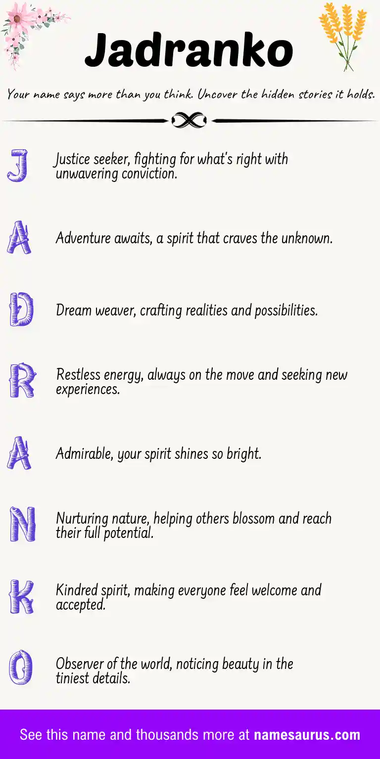 Acrostic poem about Jadranko.