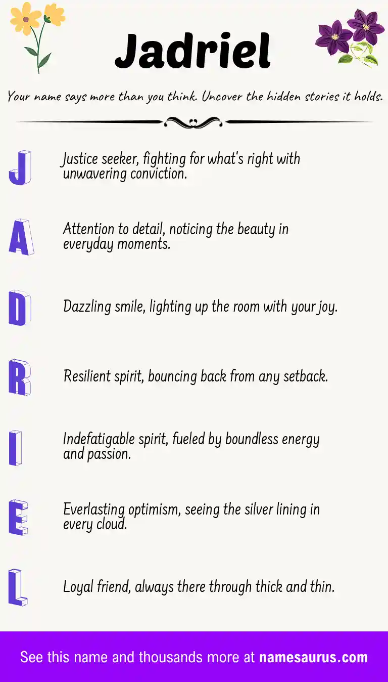 Acrostic poem about Jadriel.